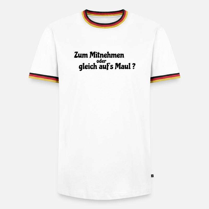 Mitnehmen oder gleich - Männer Kontrast-T-Shirt - Weiß/Dreifarbig