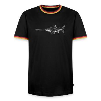 Schwertfisch-Silhouetten-Nachtschwimmen - Männer Kontrast-T-Shirt - Schwarz/Dreifarbig - Vorne - AI Model Male 178 light (178cm) & AI Model Male 185 light (185cm)