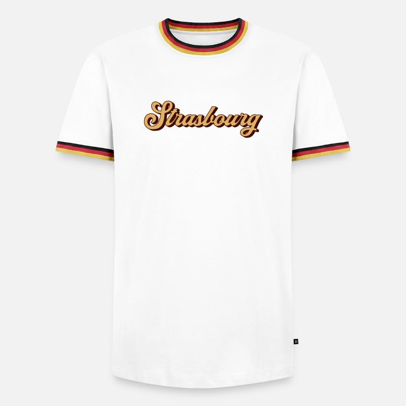 Strasbourg Script Souvenir - Männer Kontrast-T-Shirt - Weiß/Dreifarbig