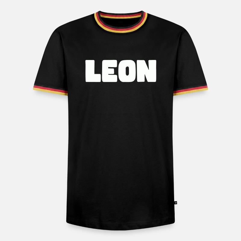Leon Name - Männer Kontrast-T-Shirt - Schwarz/Dreifarbig