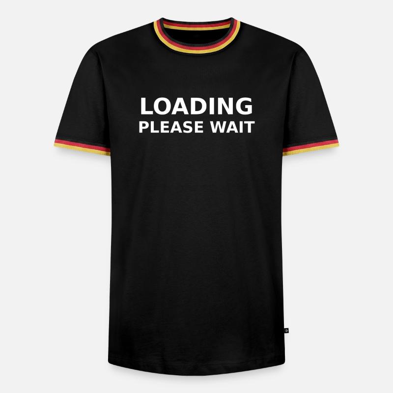 LOADING – PLEASE WAIT - Männer Kontrast-T-Shirt - Schwarz/Dreifarbig