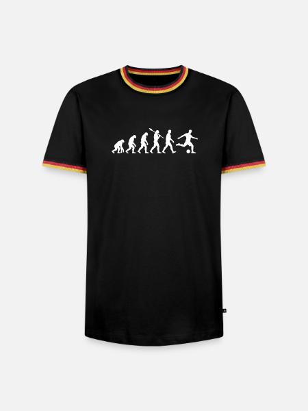 Evolution Fußball - Männer Kontrast-T-Shirt - Schwarz/Dreifarbig
