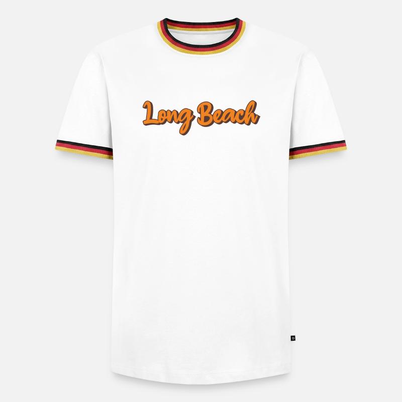 Long Beach Retro Script - Men's Ringer Shirt - white/tricolour