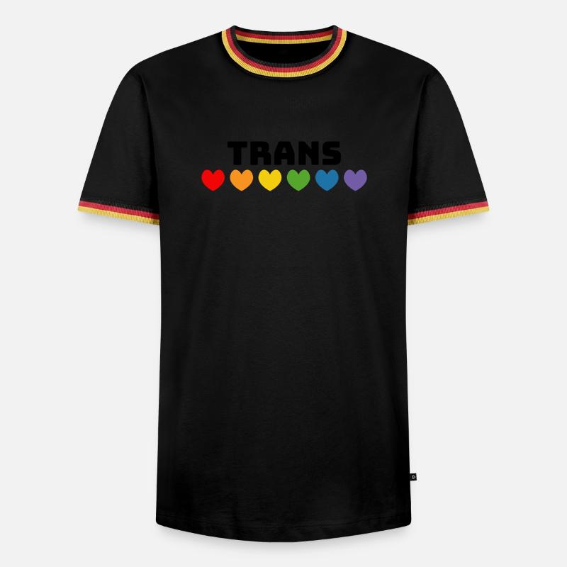 Cuore arcobaleno trans nero - Maglietta Contrast da uomo - bianco/tricolore