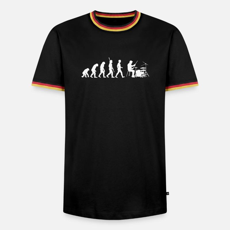 Evolution der Batterie - Männer Kontrast-T-Shirt - Schwarz/Dreifarbig