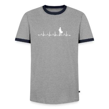 Snare Drumkit Player Marching Band Dad Drumline - Men's Ringer Shirt - grey/navy  - Front - AI Model Female 172 light (172cm) & AI Model Male 178 light (178cm)