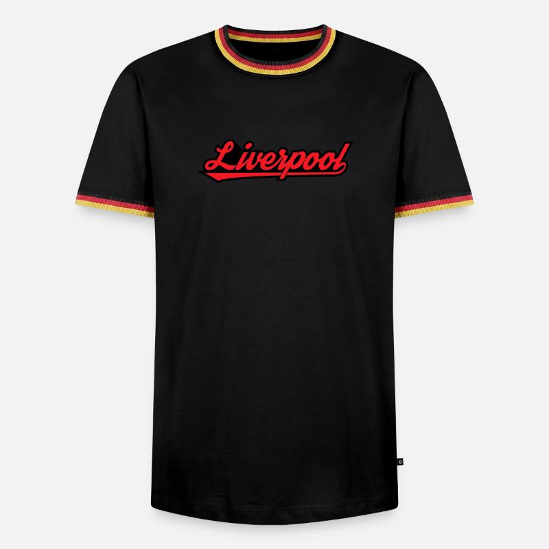 Liverpool Script auf Schwarz - Männer Kontrast-T-Shirt - Schwarz/Dreifarbig