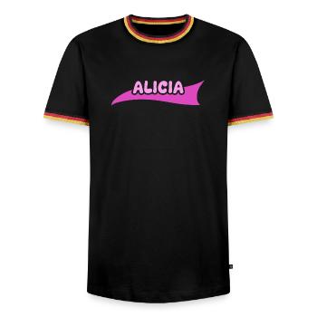 Geschenk für Alicia - Männer Kontrast-T-Shirt - Schwarz/Dreifarbig - Vorne - AI Model Male 178 light (178cm) & AI Model Male 185 light (185cm)