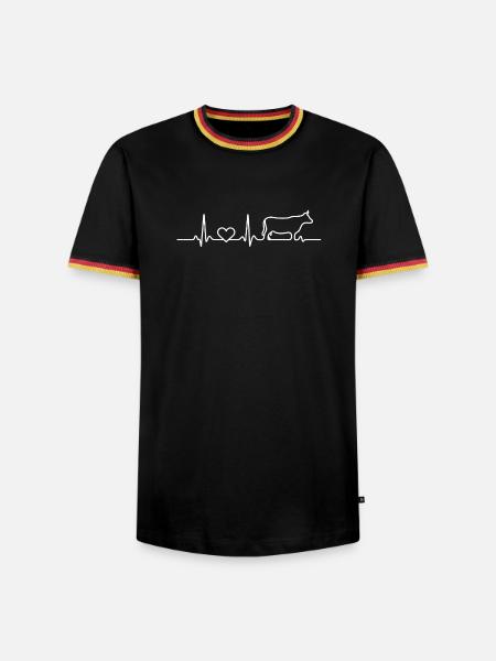 Herzschlag Kuh - Männer Kontrast-T-Shirt - Schwarz/Dreifarbig