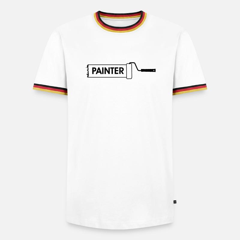 Farbroller transparent mit Text 'PAINTER' - Männer Kontrast-T-Shirt - Weiß/Dreifarbig