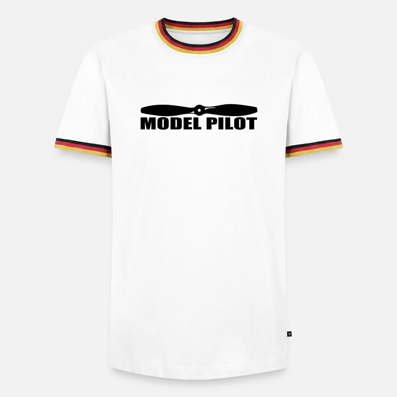 model_pilot - Men's Ringer Shirt - white/tricolour