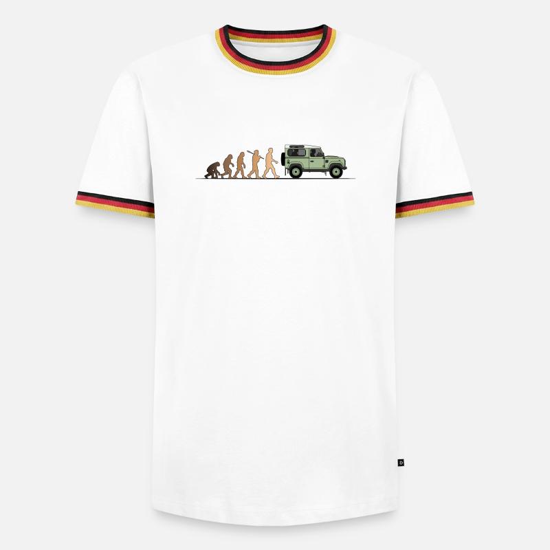 Defender Evolution 90 Farbe - Männer Kontrast-T-Shirt - Weiß/Dreifarbig