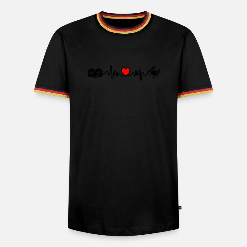 Herzfrequenz Kardio Widder Krebs - Männer Kontrast-T-Shirt - Schwarz/Dreifarbig