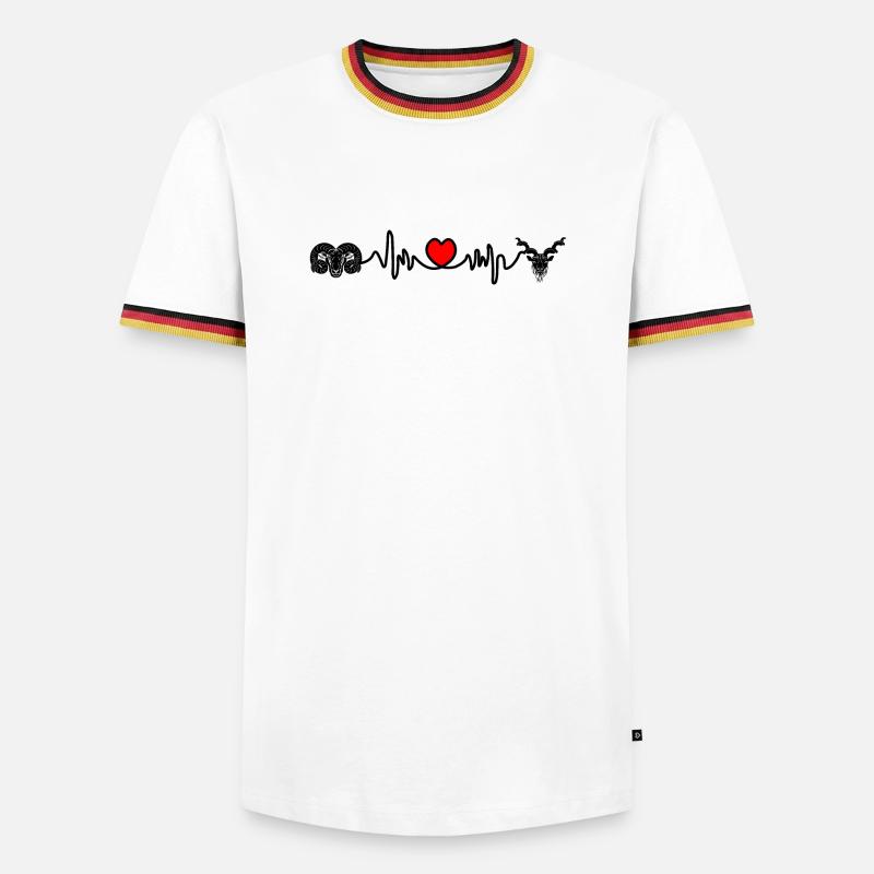 Herzfrequenz Cardio Widder Steinbock - Männer Kontrast-T-Shirt - Weiß/Dreifarbig