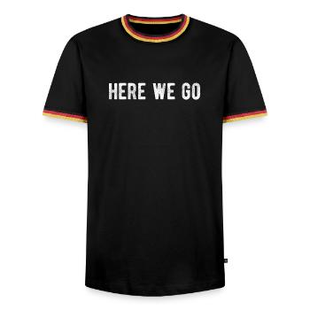 Los geht's, Game Day Minimales Design - Männer Kontrast-T-Shirt - Schwarz/Dreifarbig - Vorne - AI Model Male 178 light (178cm) & AI Model Male 185 light (185cm)