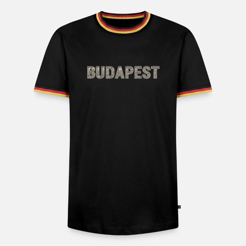 Budapest Architecture Typography - Men's Ringer Shirt - black/tricolour
