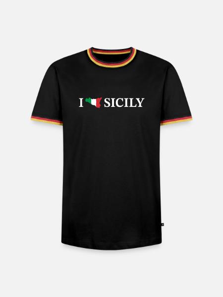 I love Sicily Italien - Männer Kontrast-T-Shirt - Schwarz/Dreifarbig