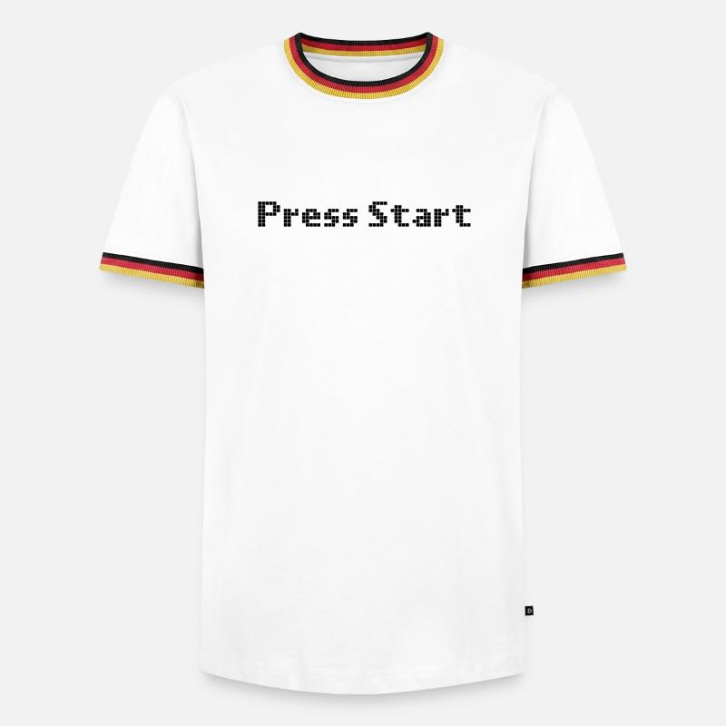 press start - space invader - Männer Kontrast-T-Shirt - Weiß/Dreifarbig