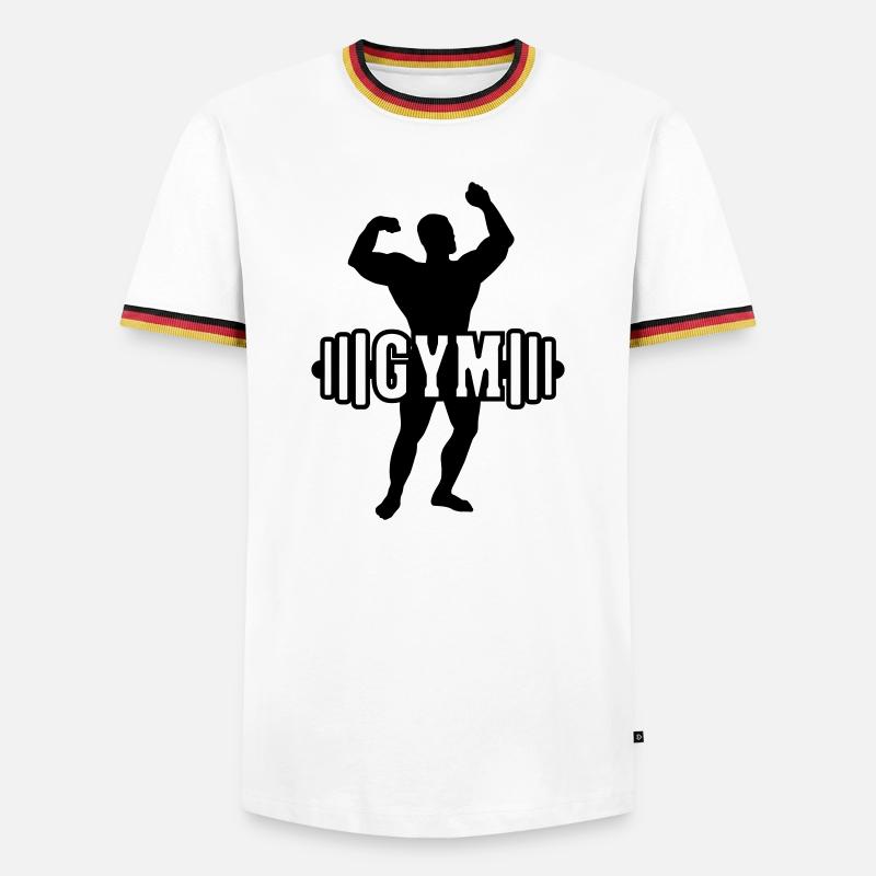 Bodybuilder shadow image logo gym - Men's Ringer Shirt - white/tricolour
