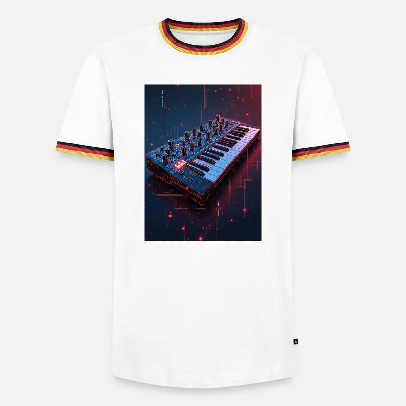 Futuristic Synthwave Music Console - Men's Ringer Shirt - white/tricolour