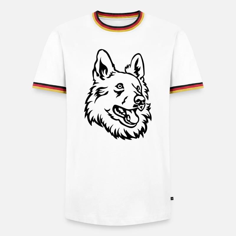 Schweizer Schäferhund Kopf - Männer Kontrast-T-Shirt - Weiß/Dreifarbig