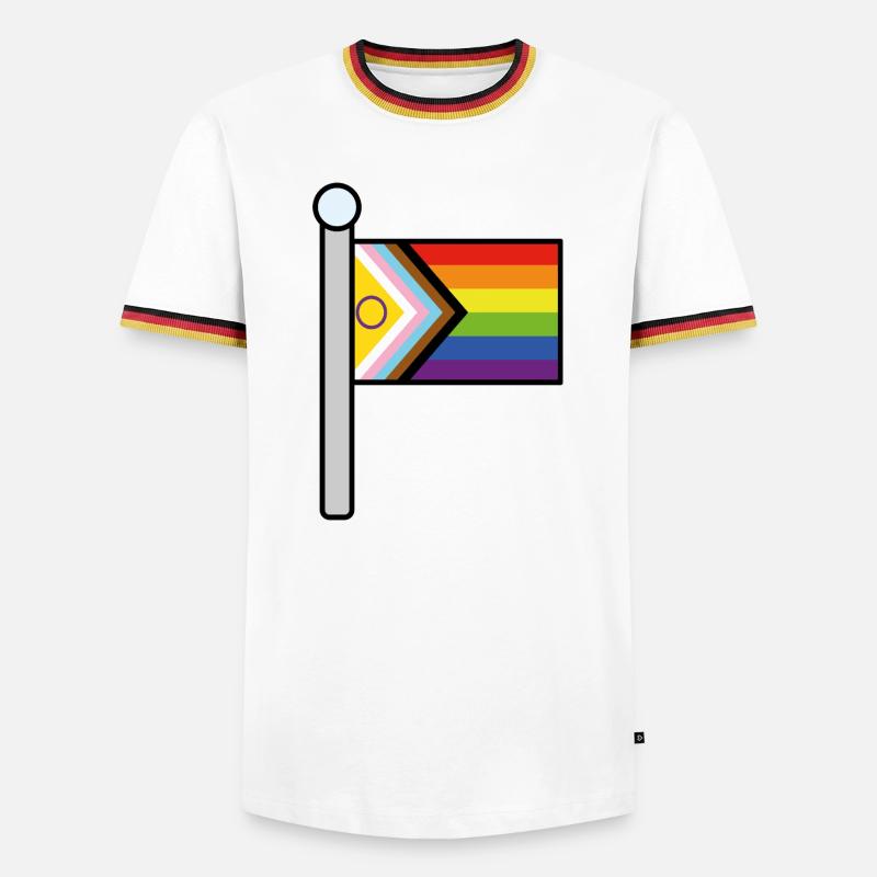 Inclusive Progress Pride flag pole - Men's Ringer Shirt - white/tricolour