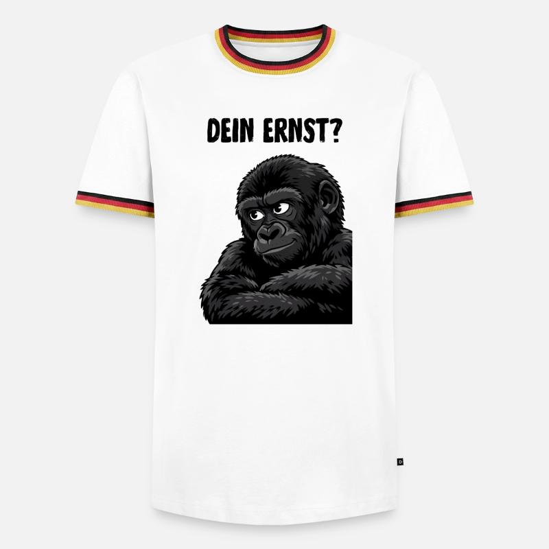 Affe mit skeptischem Blick - dein ernst? - Männer Kontrast-T-Shirt - Weiß/Dreifarbig