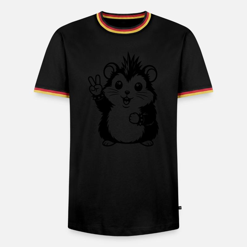 Punker Hamster mit Peace Zeichen - Männer Kontrast-T-Shirt - Schwarz/Dreifarbig