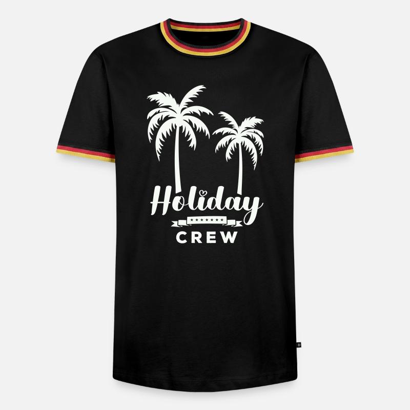 Urlaubscrew Palmendesign - Männer Kontrast-T-Shirt - Schwarz/Dreifarbig