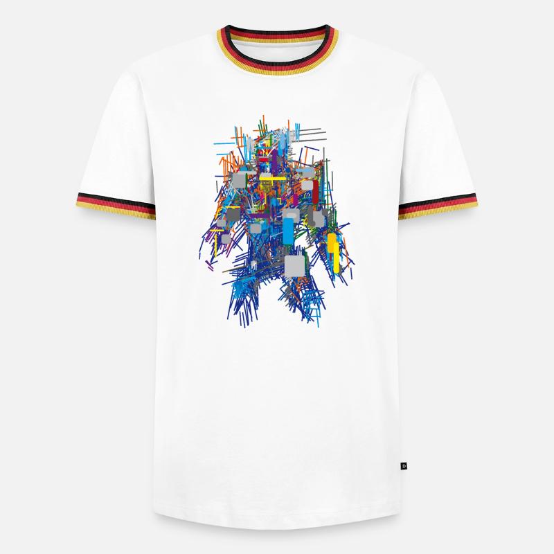 Cyber Android Abstrakt - Männer Kontrast-T-Shirt - Weiß/Dreifarbig