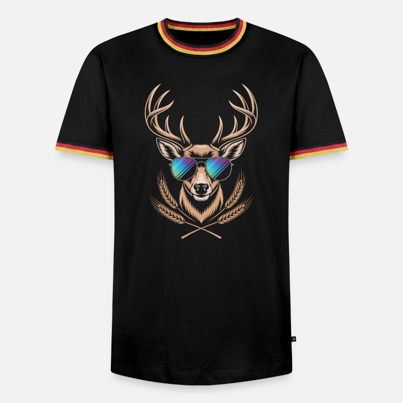 Hirsch mit Geweih - Männer Kontrast-T-Shirt - Schwarz/Dreifarbig