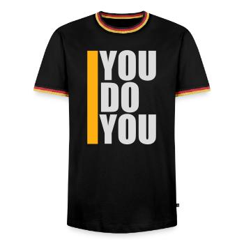 Tu fais ton drôle Confiance en toi Logo de la liberté - T-shirt contrasté Homme - noir/tricolore - Devant - AI Model Male 178 light (178cm) & AI Model Male 185 light (185cm)