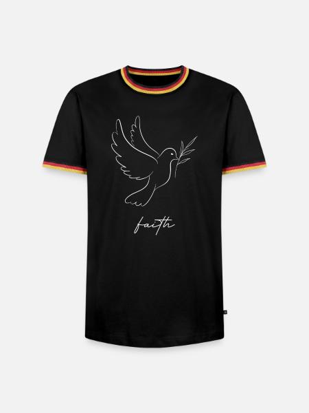 Friedenstaube Linienkunst Olivenzweig - Männer Kontrast-T-Shirt - Schwarz/Dreifarbig