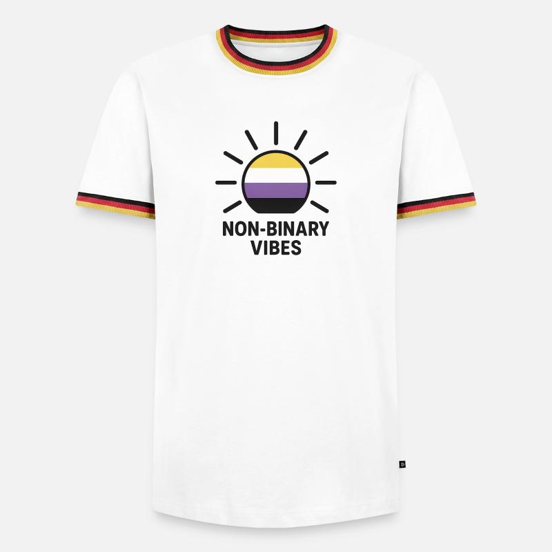 Non-Binary Vibes Sonnenlogo - Männer Kontrast-T-Shirt - Weiß/Dreifarbig