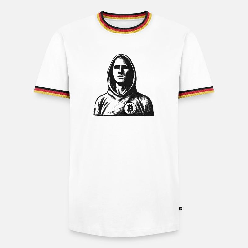 Anonymous hacker with Bitcoin logo - Men's Ringer Shirt - white/tricolour