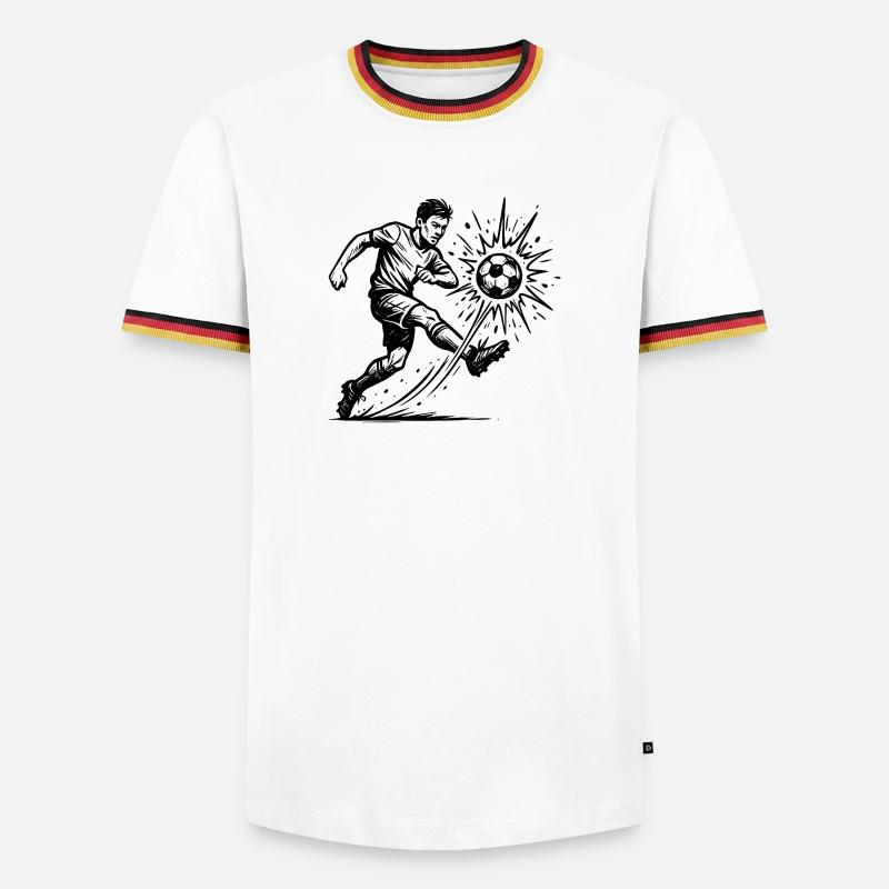 Exploding Soccer Shot Illustration - Men's Ringer Shirt - white/tricolour