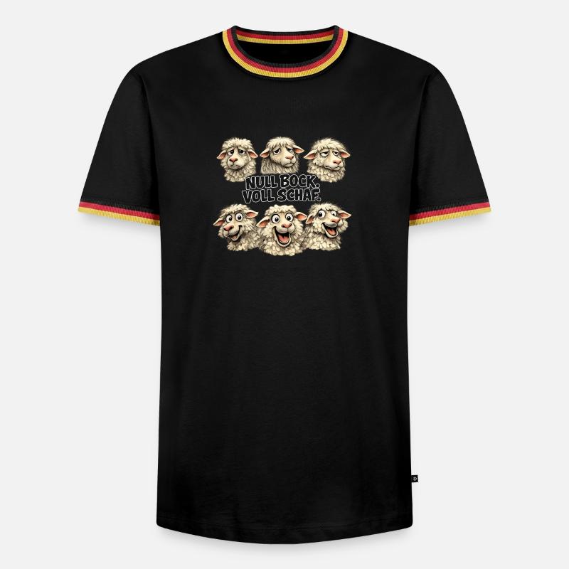 Schaf-Quintett: Null Bock Voll Schaf - Männer Kontrast-T-Shirt - Schwarz/Dreifarbig