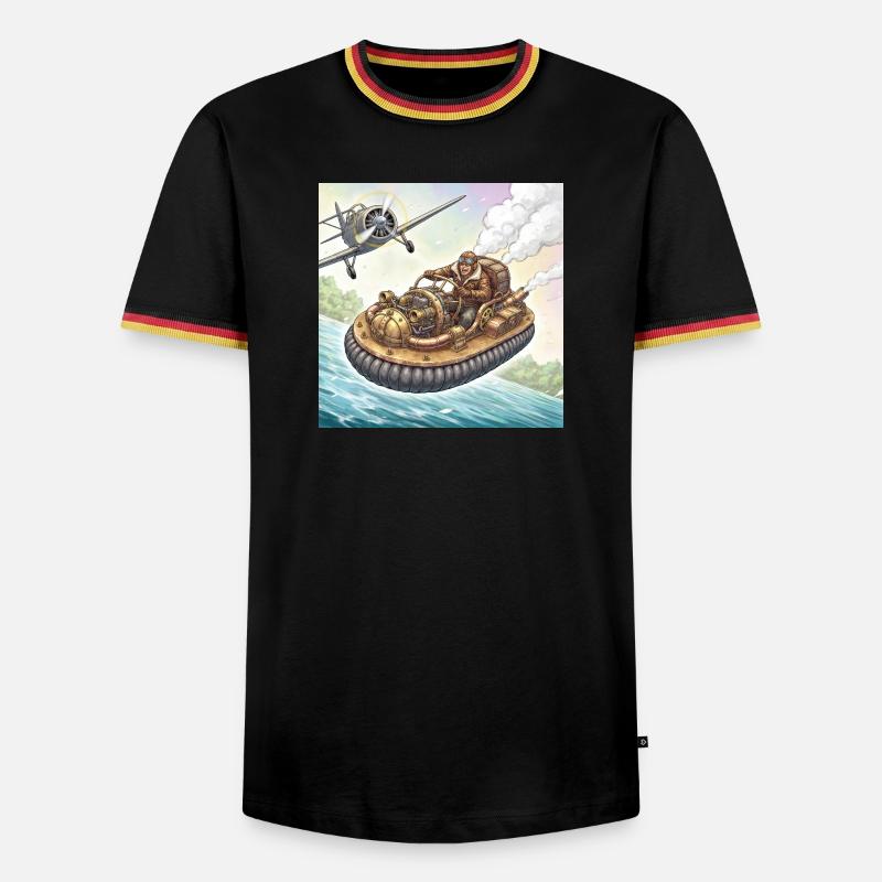 Steampunk-Luftboot-Flussjagd - Männer Kontrast-T-Shirt - Schwarz/Dreifarbig