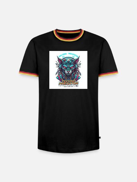 Techno Predator // Rave Cyberpunk Panther - Männer Kontrast-T-Shirt - Schwarz/Dreifarbig