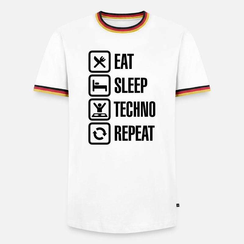 Eat Sleep Techno Repeat - Men's Ringer Shirt - white/tricolour