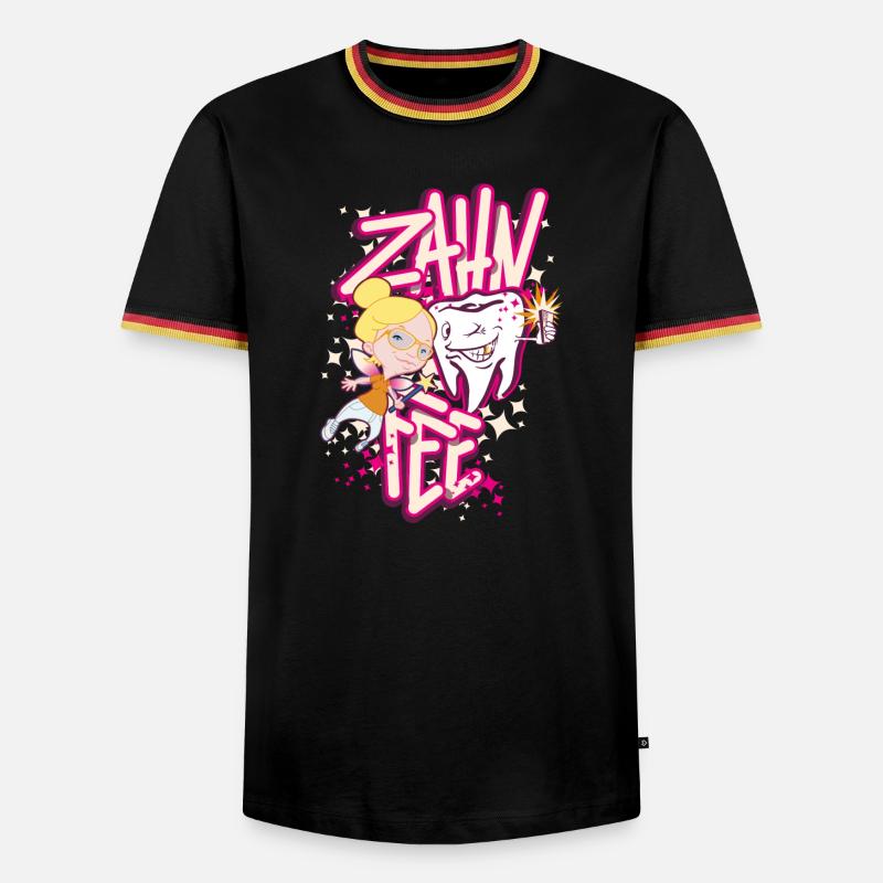 Zahnheldin Comiczauber - Männer Kontrast-T-Shirt - Schwarz/Dreifarbig