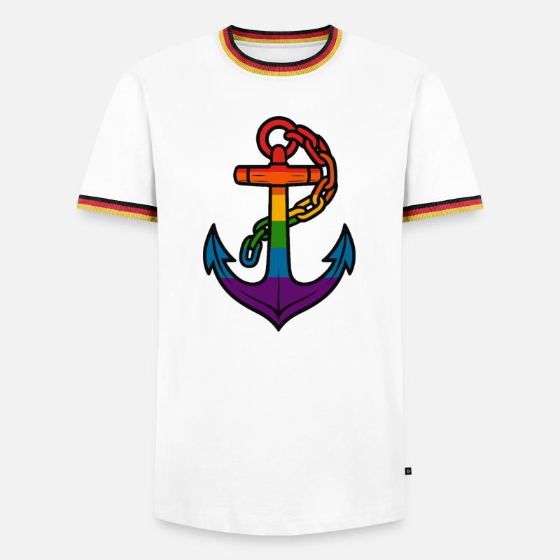 Rainbow Anchor with Gradient - Men's Ringer Shirt - white/tricolour