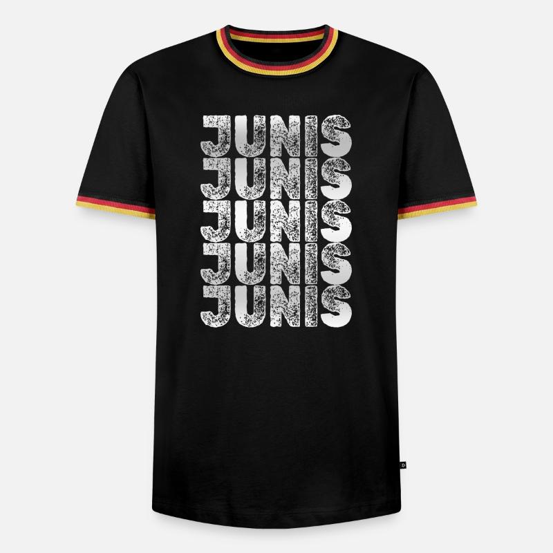 JUNIS Raster Typografie Muster - Männer Kontrast-T-Shirt - Schwarz/Dreifarbig
