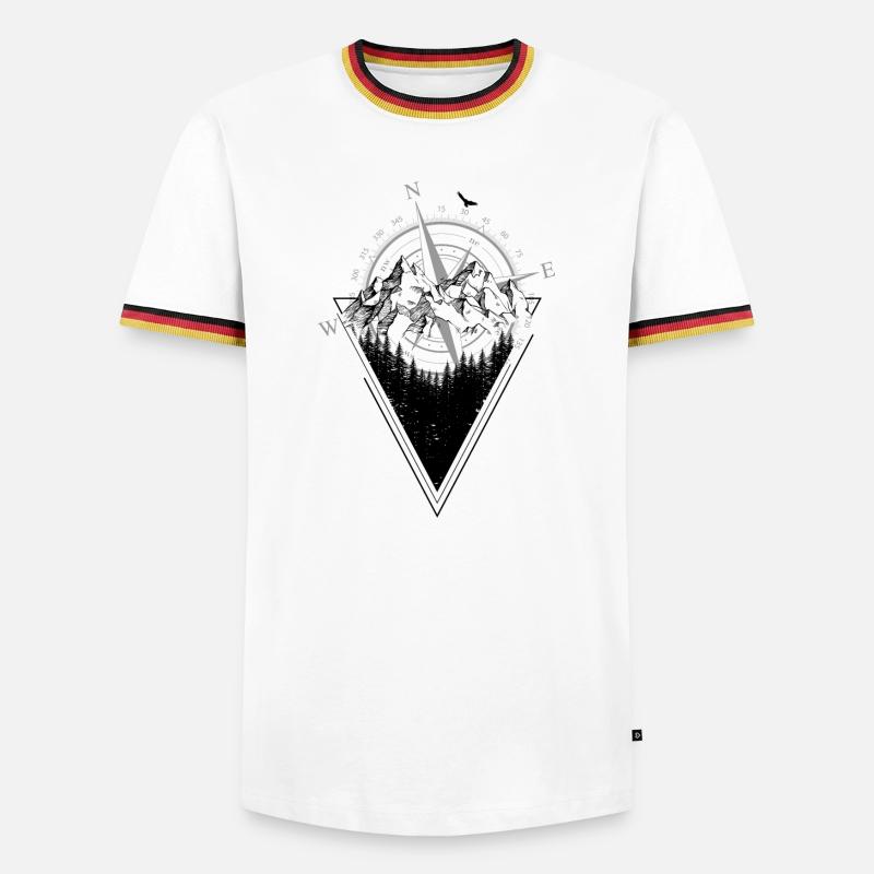 Weathered Compass Grunge Map - Men's Ringer Shirt - white/tricolour