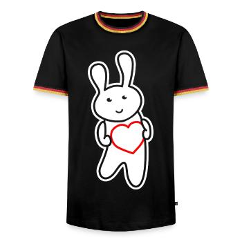 Lapin avec cœur : Amour et gentillesse - T-shirt contrasté Homme - noir/tricolore - Devant - AI Model Male 178 light (178cm) & AI Model Male 185 light (185cm)