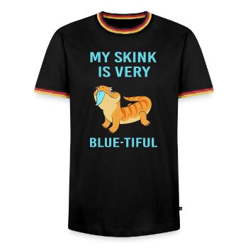 Lizard Blue Tongue - Men's Ringer Shirt - black/tricolour - Front - AI Model Male 178 light (178cm) & AI Model Male 185 light (185cm)