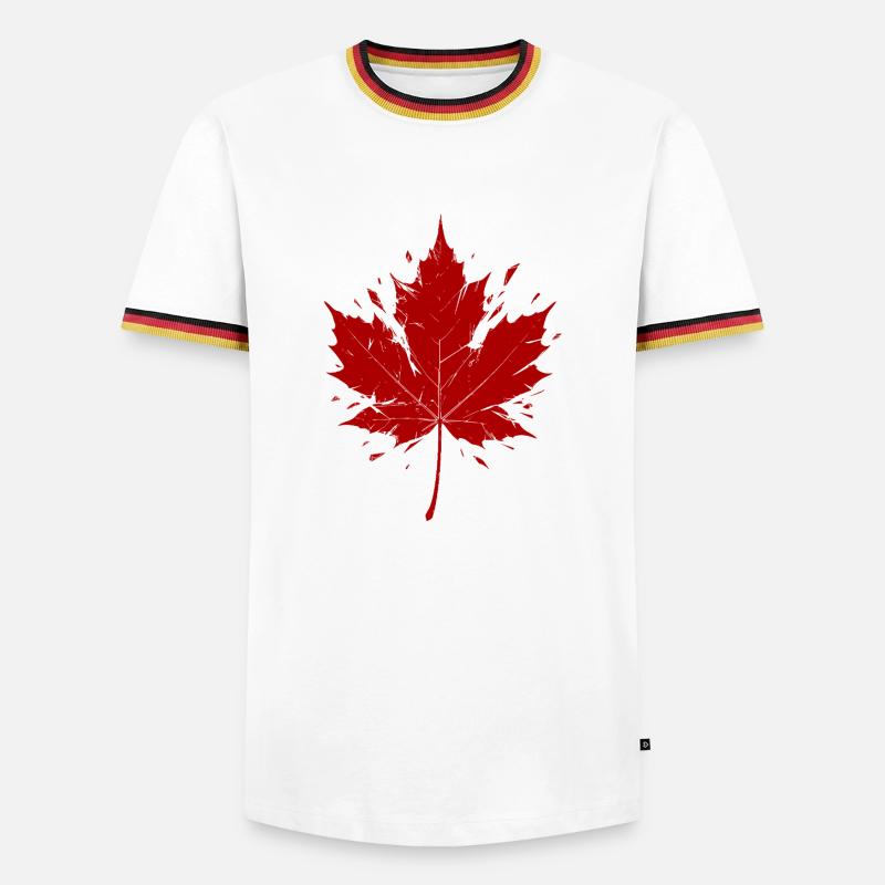 Red Maple Leaf Fragmented - Men's Ringer Shirt - white/tricolour