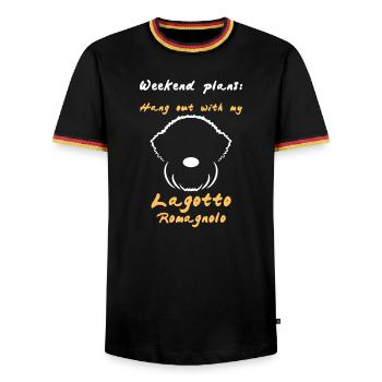 Weekend 2 - Men's Ringer Shirt - black/tricolour - Front - AI Model Male 178 light (178cm) & AI Model Male 185 light (185cm)