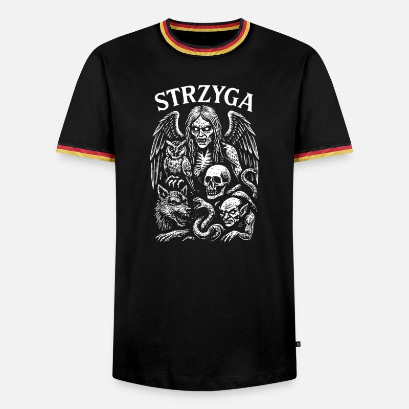Dark Gothic Mythical Creature Design - Men's Ringer Shirt - black/tricolour