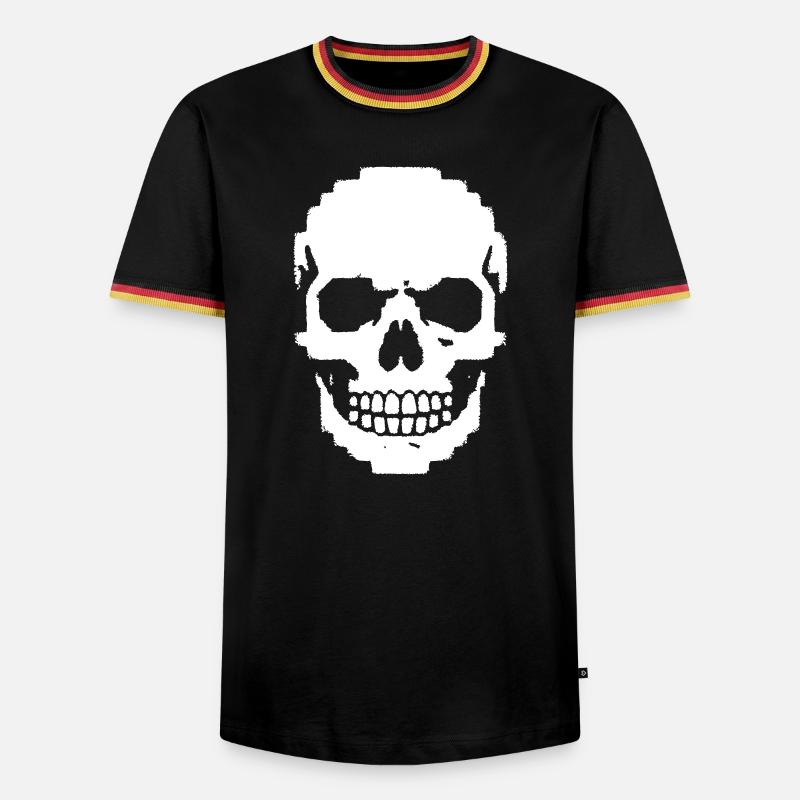 Pixel Skull Skull 8-Bit - Men's Ringer Shirt - black/tricolour